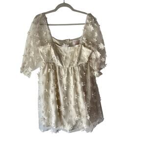 Audrey Parks Francesca’s Puff Sleeve‎ Floral Mini Dress M Babydoll Cottagecore